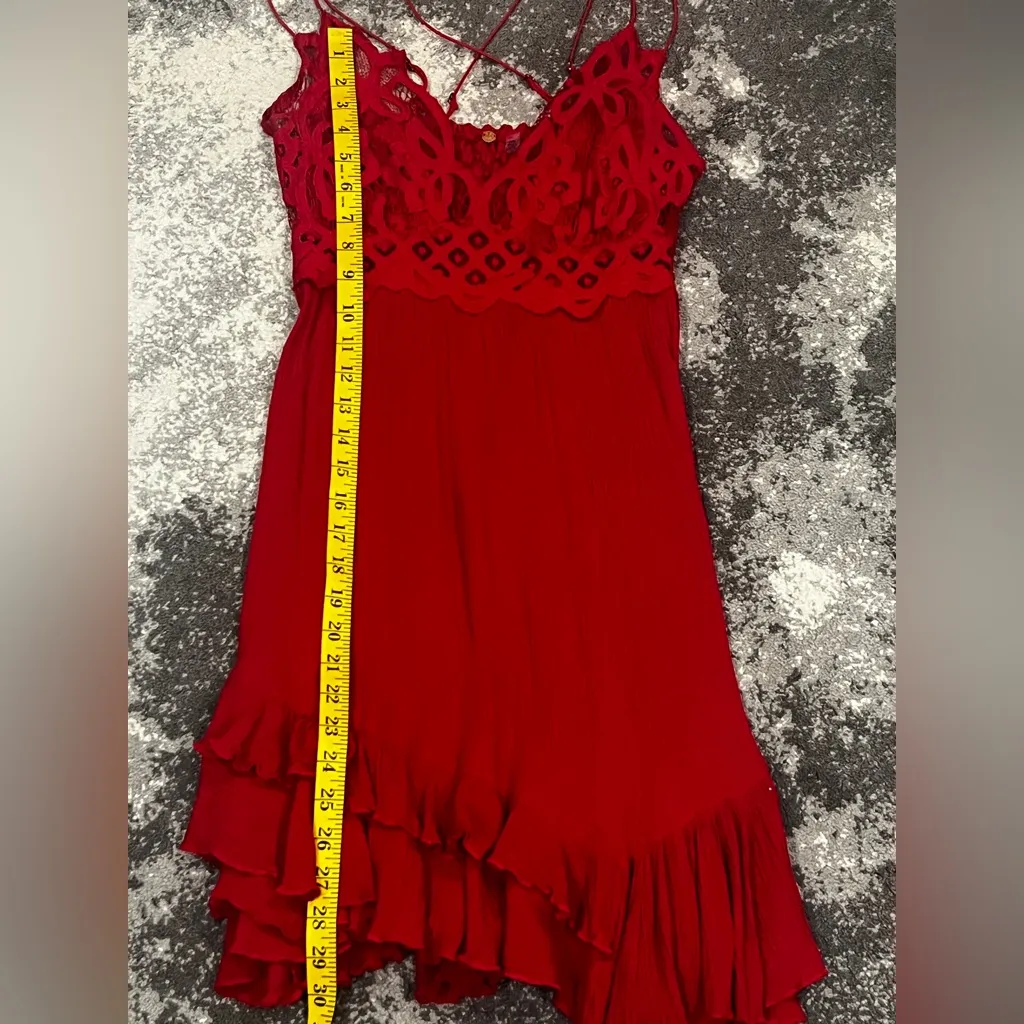 Free People Adella Slip Dress Red Size M Empire Waist Lace bodice babydoll Size M - Image 7