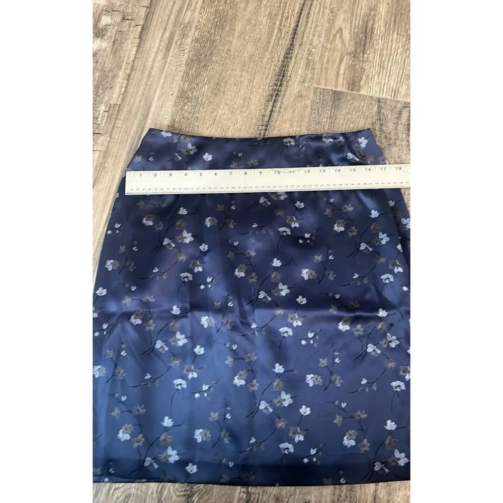 INC International Concepts 100% Silk BLUE Floral 12 Skirt LIGHTWEIGHT NWT #39 - Image 4