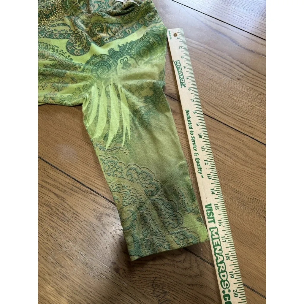 One World Live and‎ Let Live Tunic Top Size 1X Paisley Rhinestones Artsy Chic - Image 5