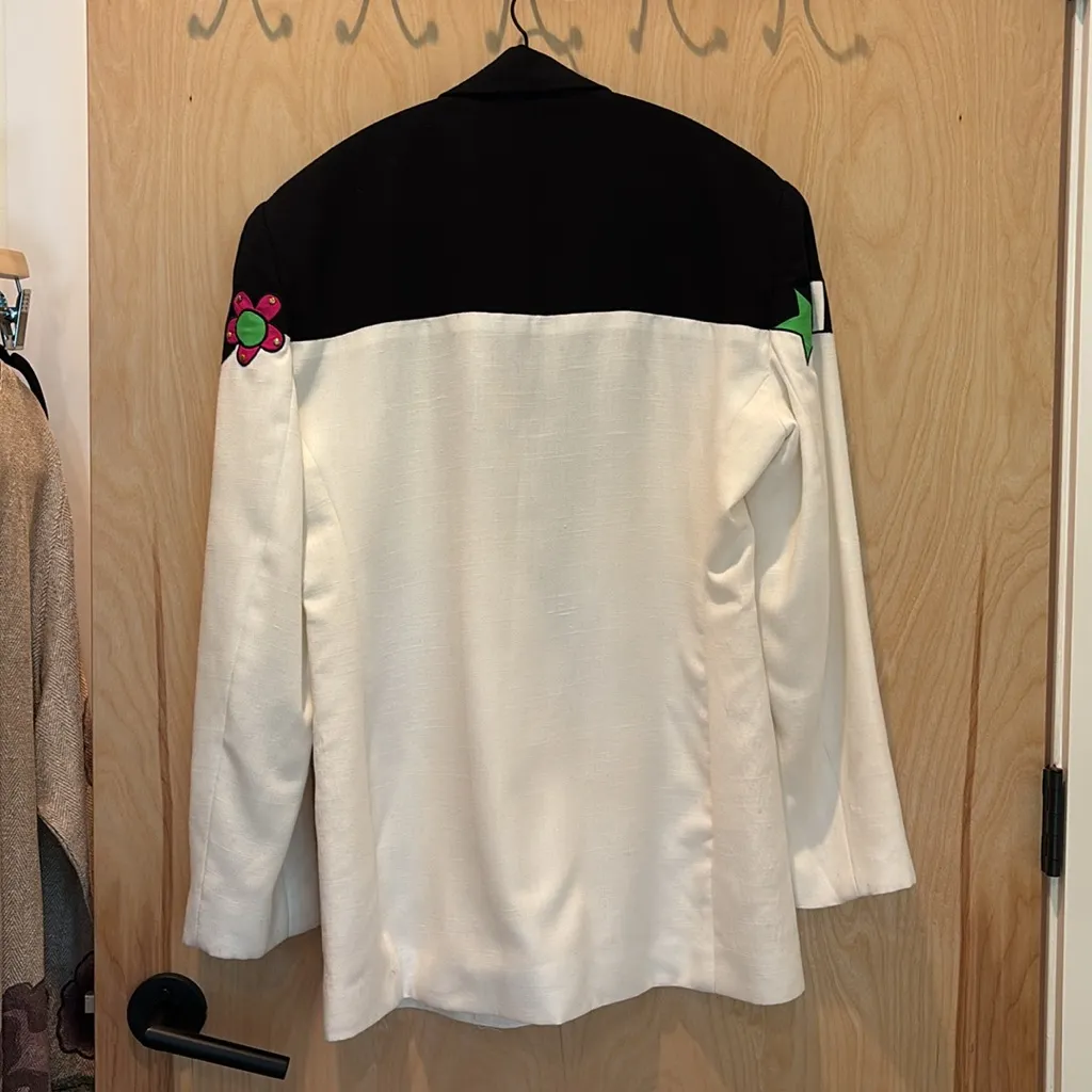Vtg Jo Hardin Women’s Blazer Heart Flower Applique Size 8 - Image 5