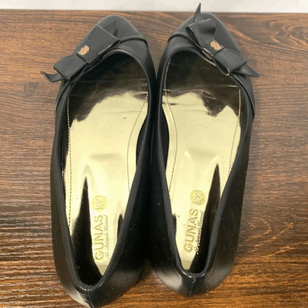Gunas No Animals Harmed Leather Slip On Almond Toe Ballet Flat Black Size 10 - Image 2
