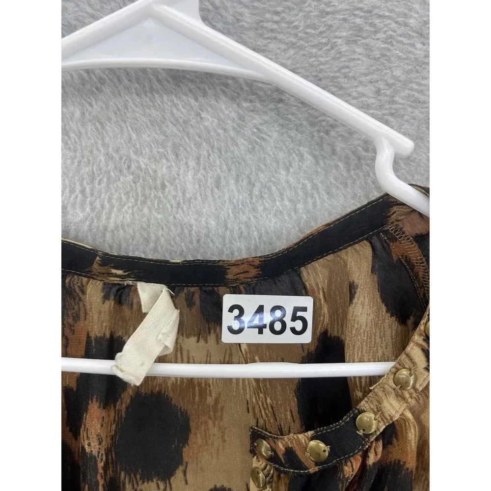 Beach Lunch Lounge Women's Blouse Animal Print Sheer V Neck Size XS 3/4 Sleeve - Image 9