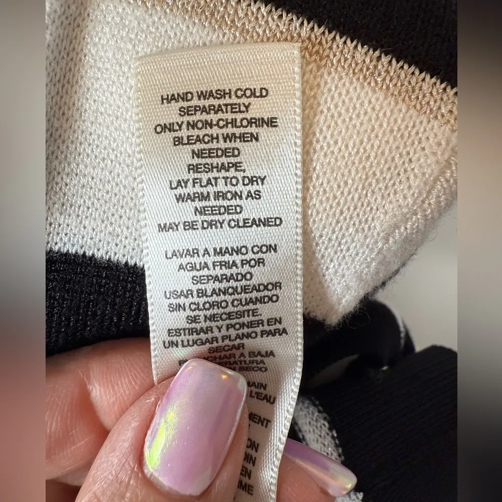 White House Black Market Metallic Striped Button Down Sweater Cardigan Sz Small - Image 9