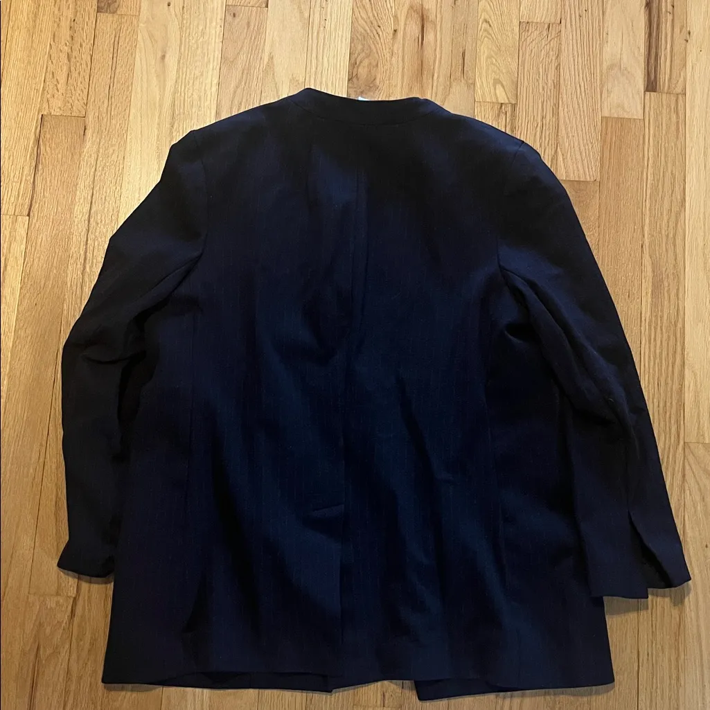 Spanx Navy Blue The Perfect Collarless Blazer Sz L - Image 11