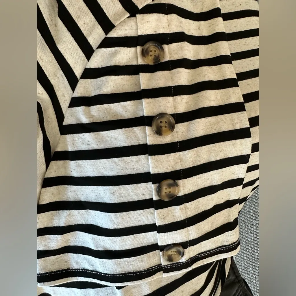 Like New - 89th + Madison Striped Top - Black. - Image 3