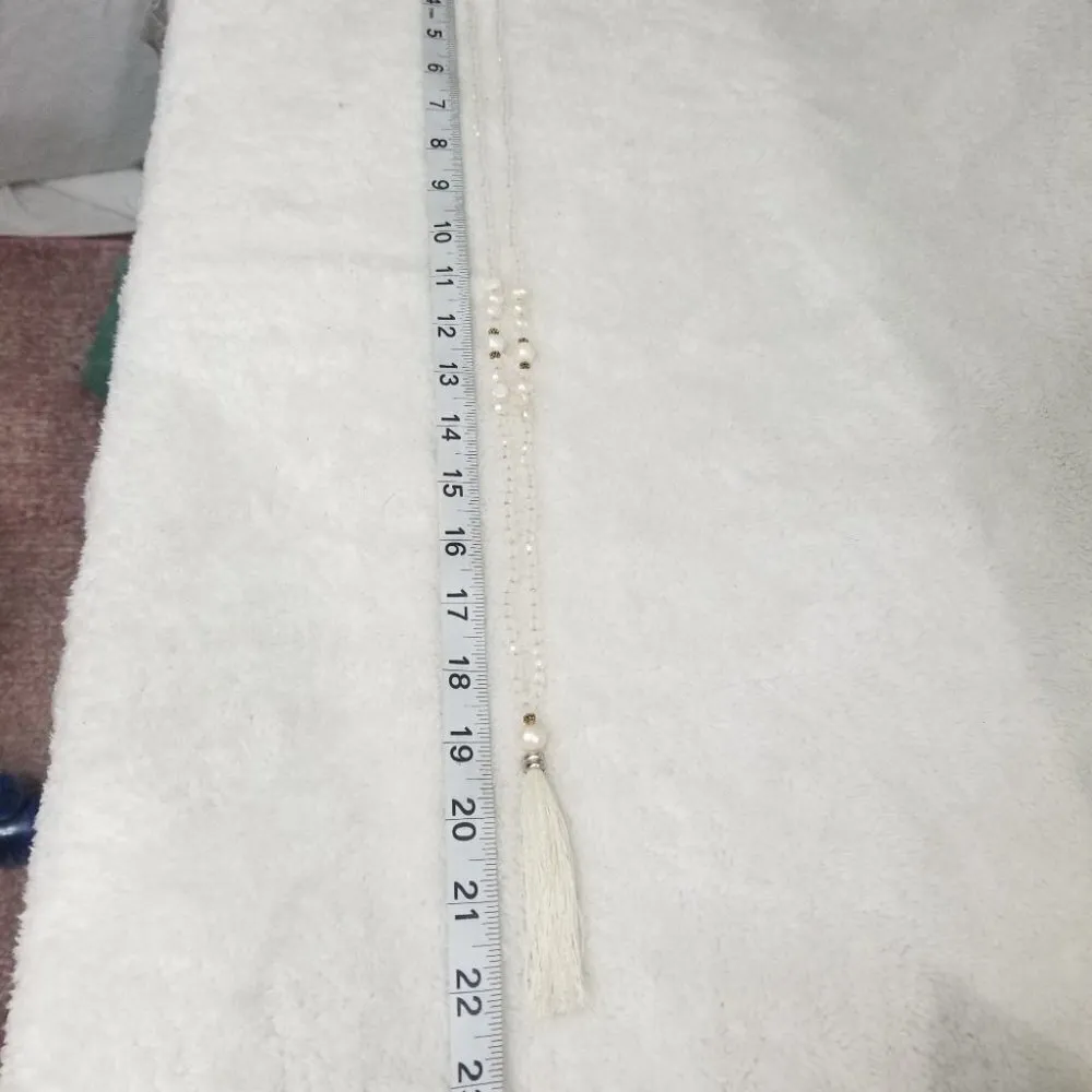 Moonstone and pearl tassel necklace White - Image 4