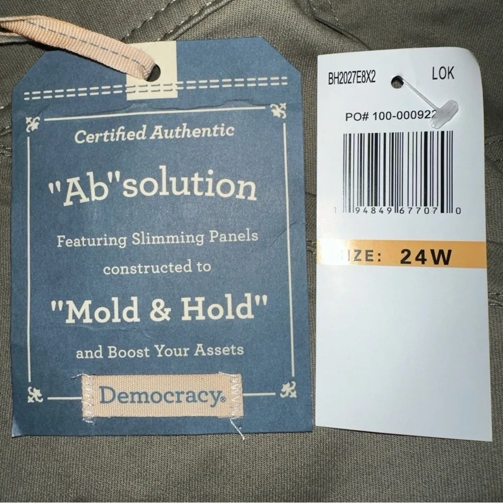 Democracy Womens Pants 24W Green Ab Solution High Rise Cargo Utility Cropped NWT - Image 5