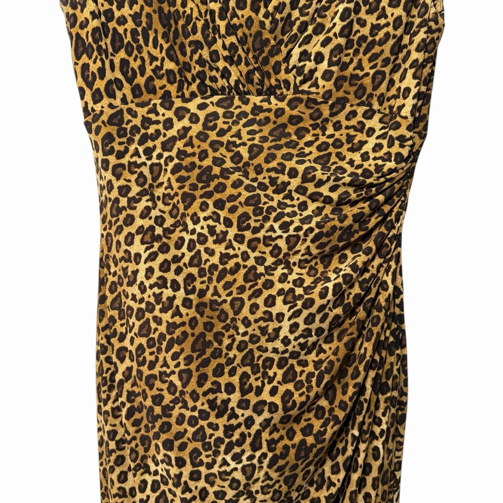Lauren Ralph Lauren Womens 10 Leopard Faux Wrap Midi Dress Mob Wife - Image 7