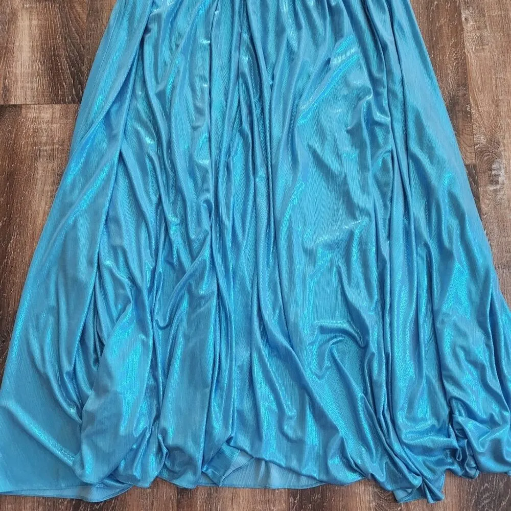Retrofete Tova Dress in Aqua Blue Size Large NWT Metallic Sleeveless V Neck - Image 10