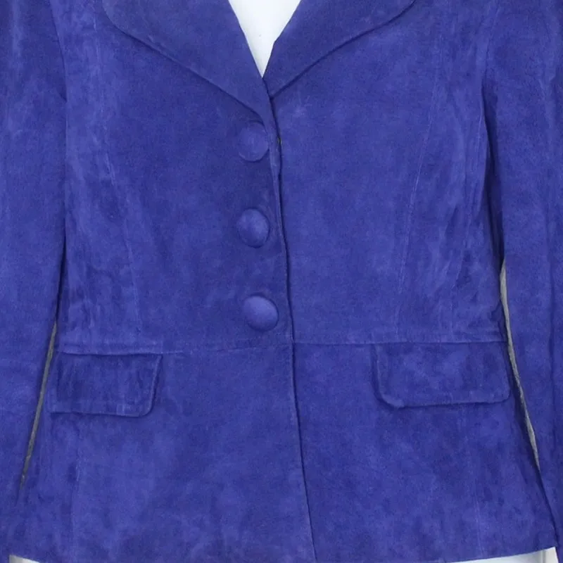 Live A Little Suede Leather Jacket Size L Buttoned Pleated - Image 2