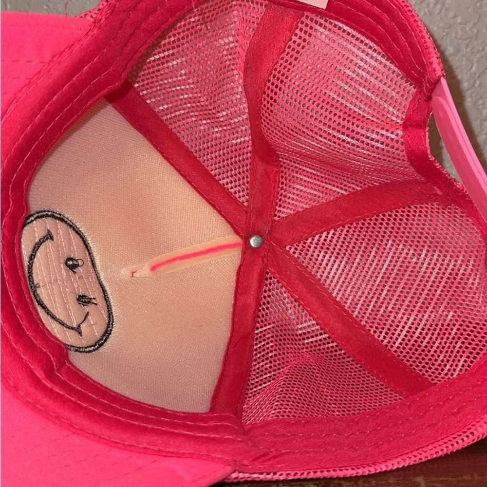 Pink and Yellow Smiley Face Baseball Hat - Image 3