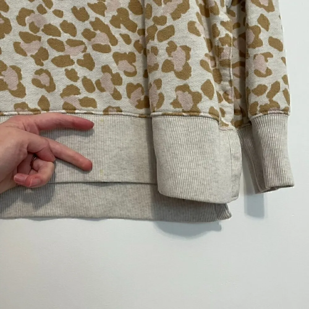 AERIE AMERICAN EAGLE Oversized Desert Sweatshirt Cream Tan Leopard Cheetah Tunic - Image 9