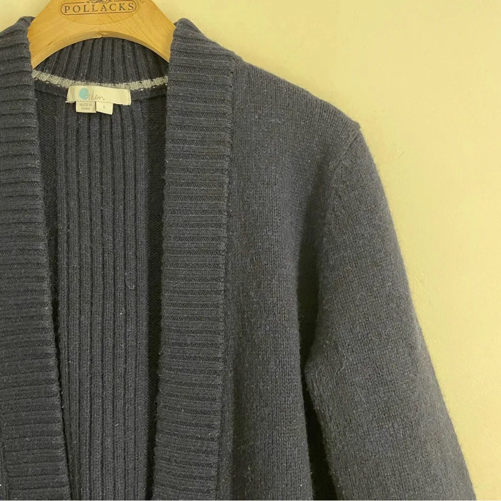 Boden Wool Alpaca Blend Open Front Cardigan Sweater Jacket Coatigan Navy size S Blue - Image 5