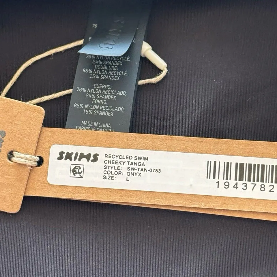 Skims Swim Cheeky Tanga Bottom Onyx Size Large - Image 9