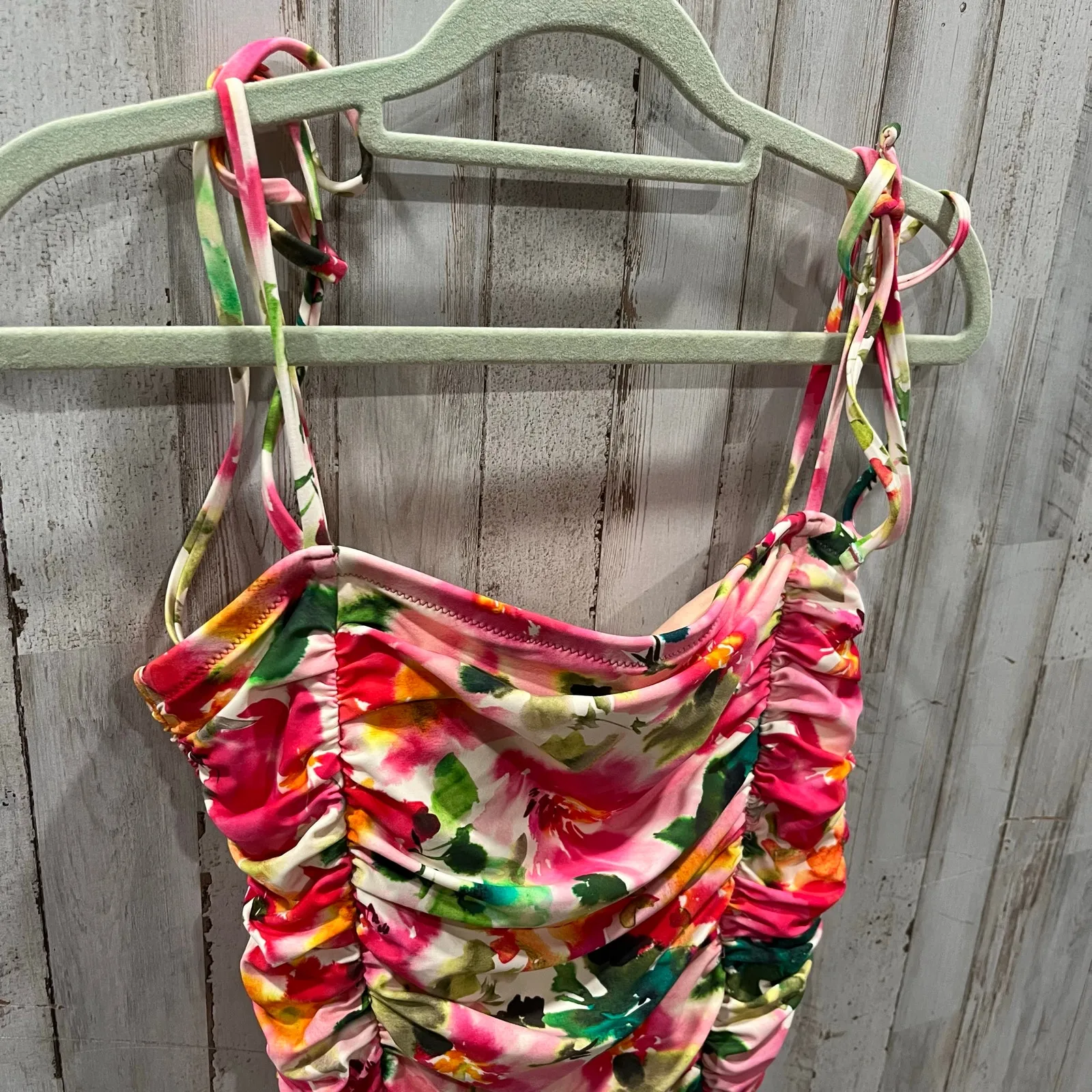 JCrew Ruched tie-shoulder one-piece swimsuit in floral Flattering Beach 6 BX707 - Image 3