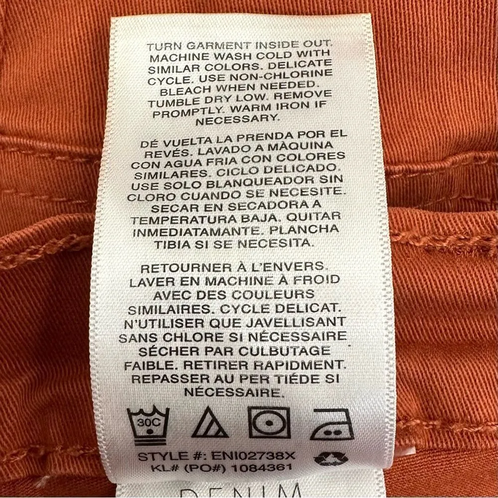 NWT Kensie Jeans Orange High Rise Tie Belt Straight Leg, Sz 4/27 - Image 11