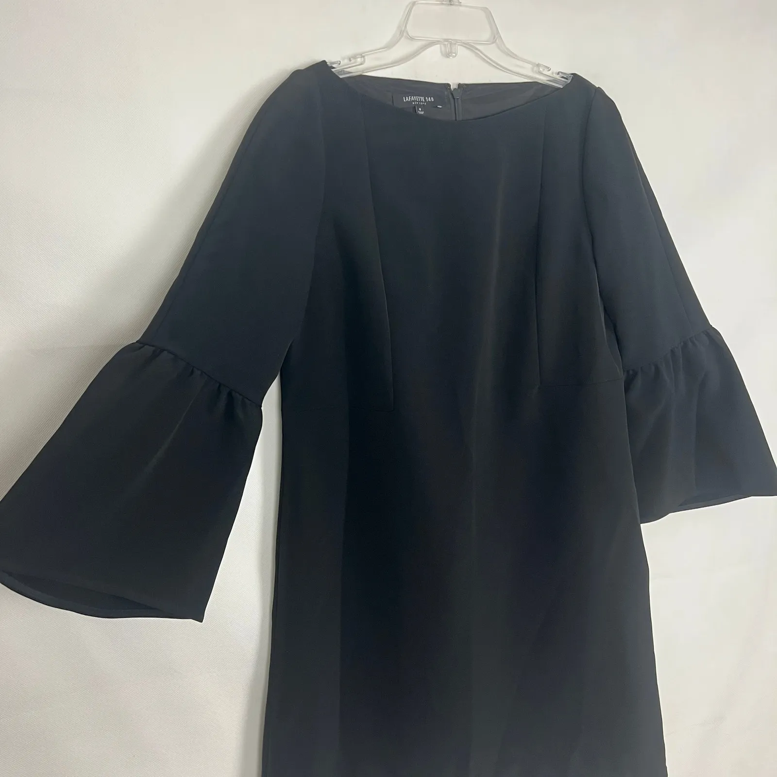 LaFayette 148 Marissa Shift Dress Womens 6 Bell Sleeve Party Cocktail Evening Black - Image 6
