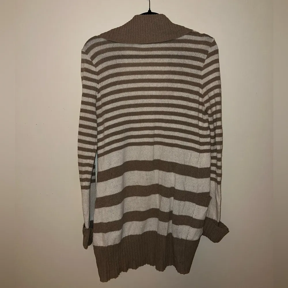 Silence + Noise Brown and White Striped Cardigan Sweater - Image 4