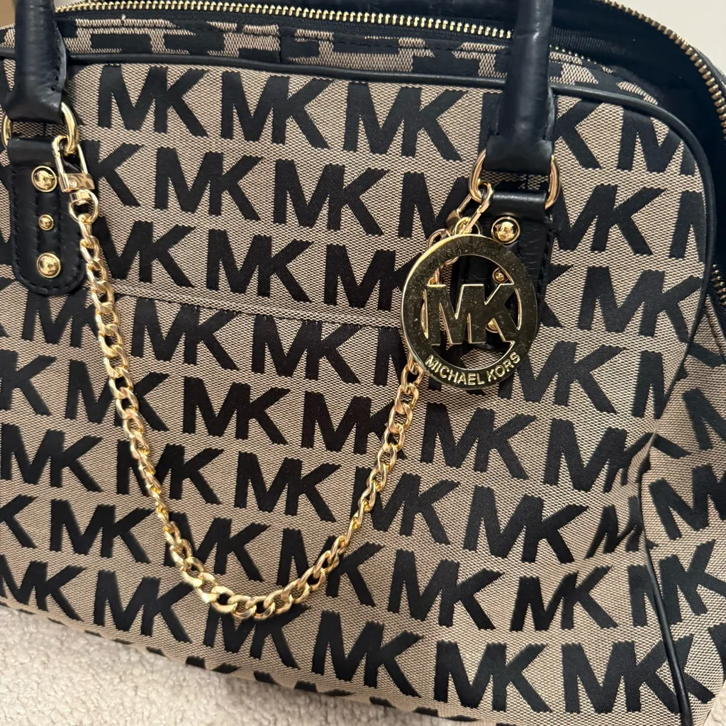 Michael Kors Veronica Monogram Canvas & Leather Dome Satchel - Image 2