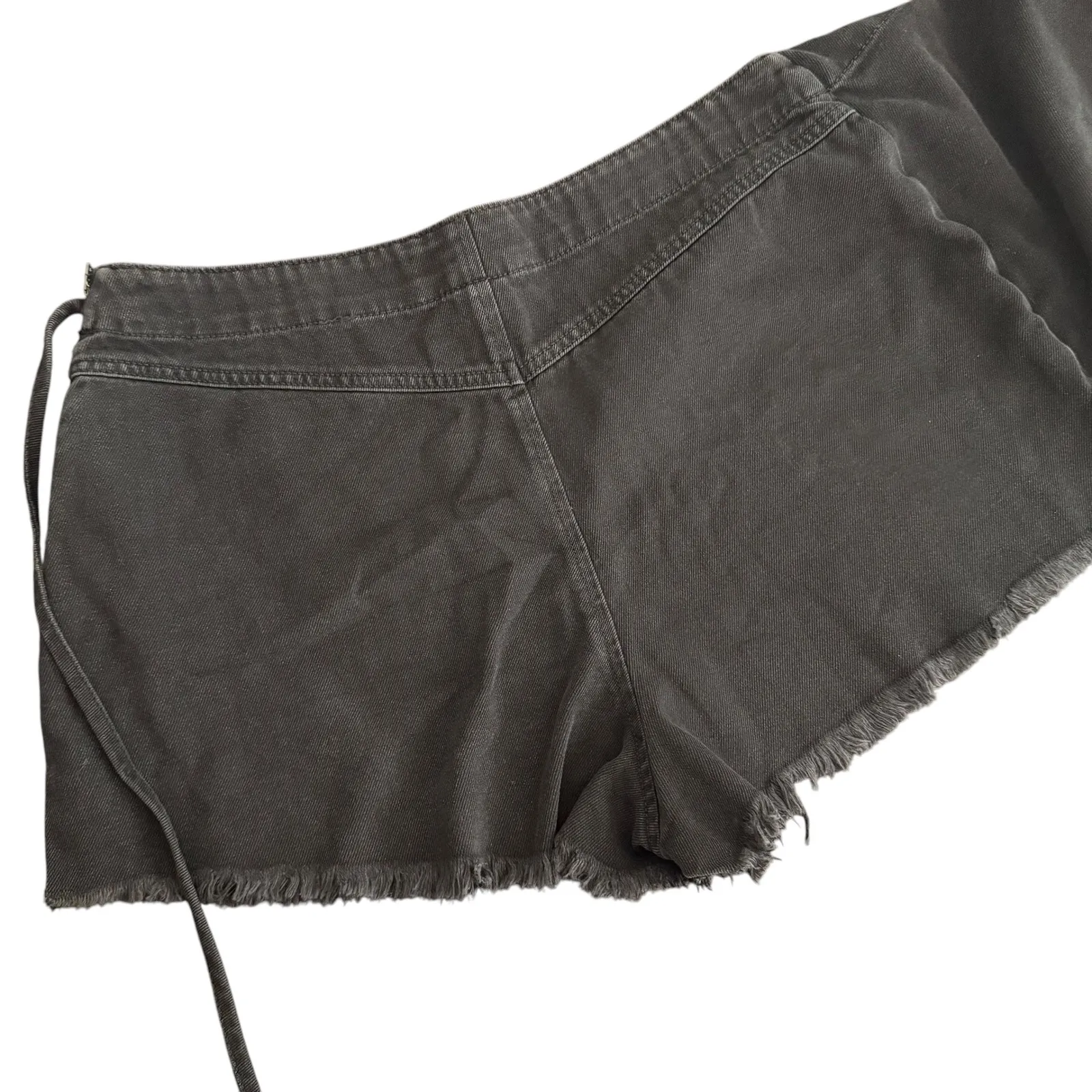 Black Distressed Denim Skort Size 9‎ 29 Frayed Hem Cut Off Festival Grunge Goth - Image 8