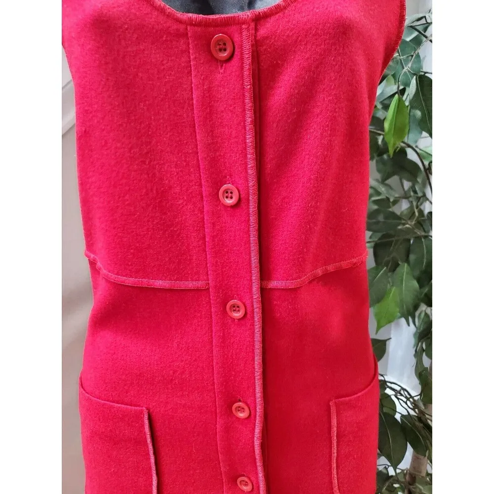 VTG Dick Schulman Solid Red Polyester Scoop Neck Sleeveless Midi Length Dress 10 - Image 3