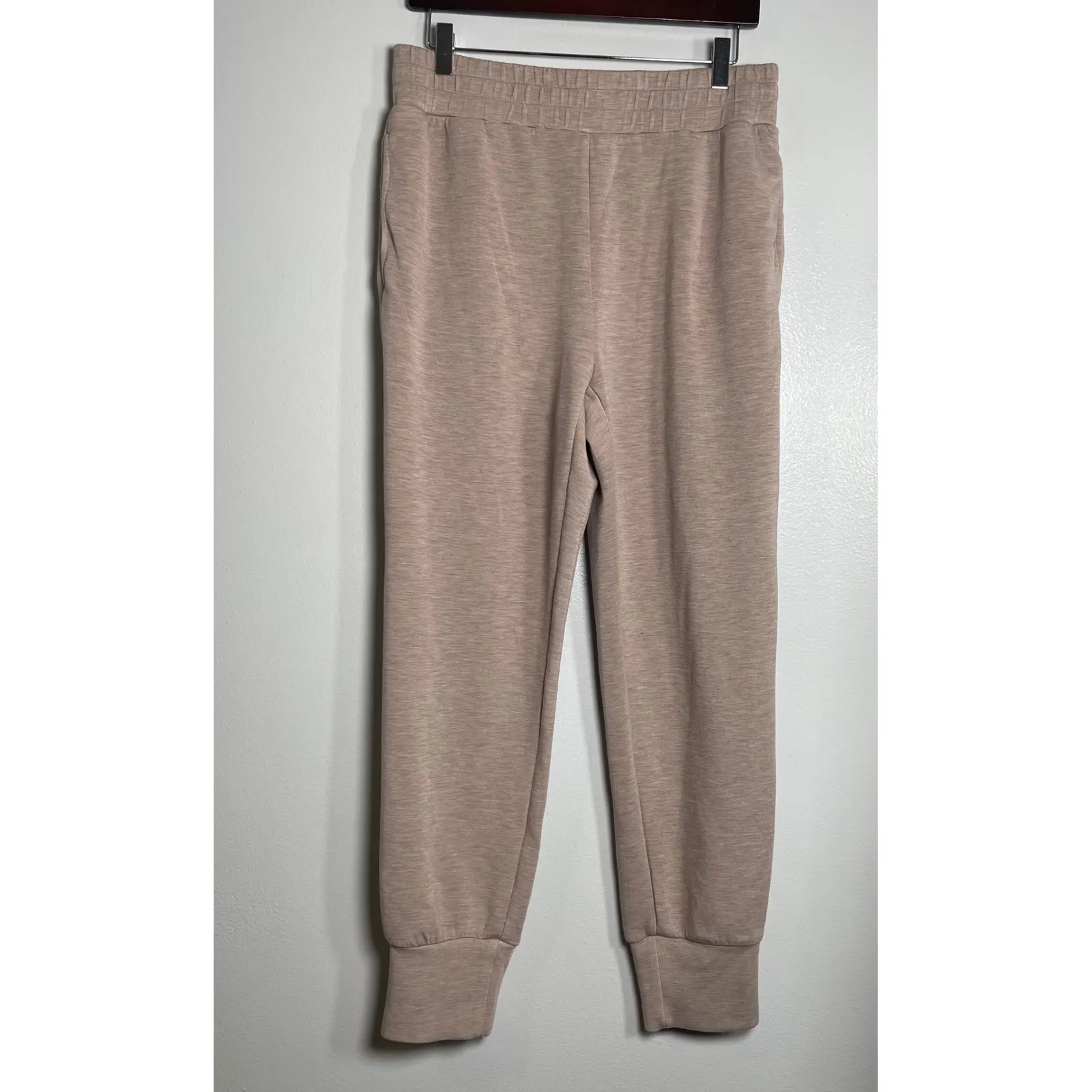 VARLEY DoubleSoft Lounge Jogger Pants Large Taupe Mark Knit Drawstring Casual - Image 2