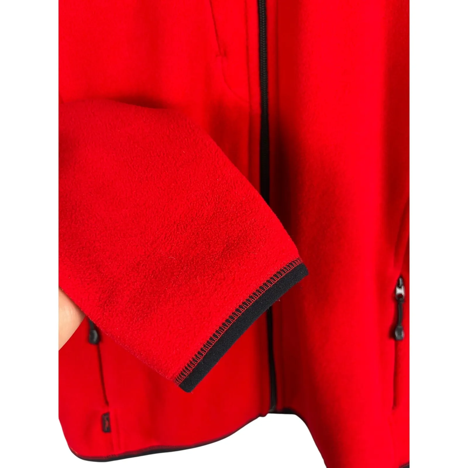 Lauren‎ Active Ralph Lauren Bright Red Full Zip Fleece Black Details Size Medium - Image 3