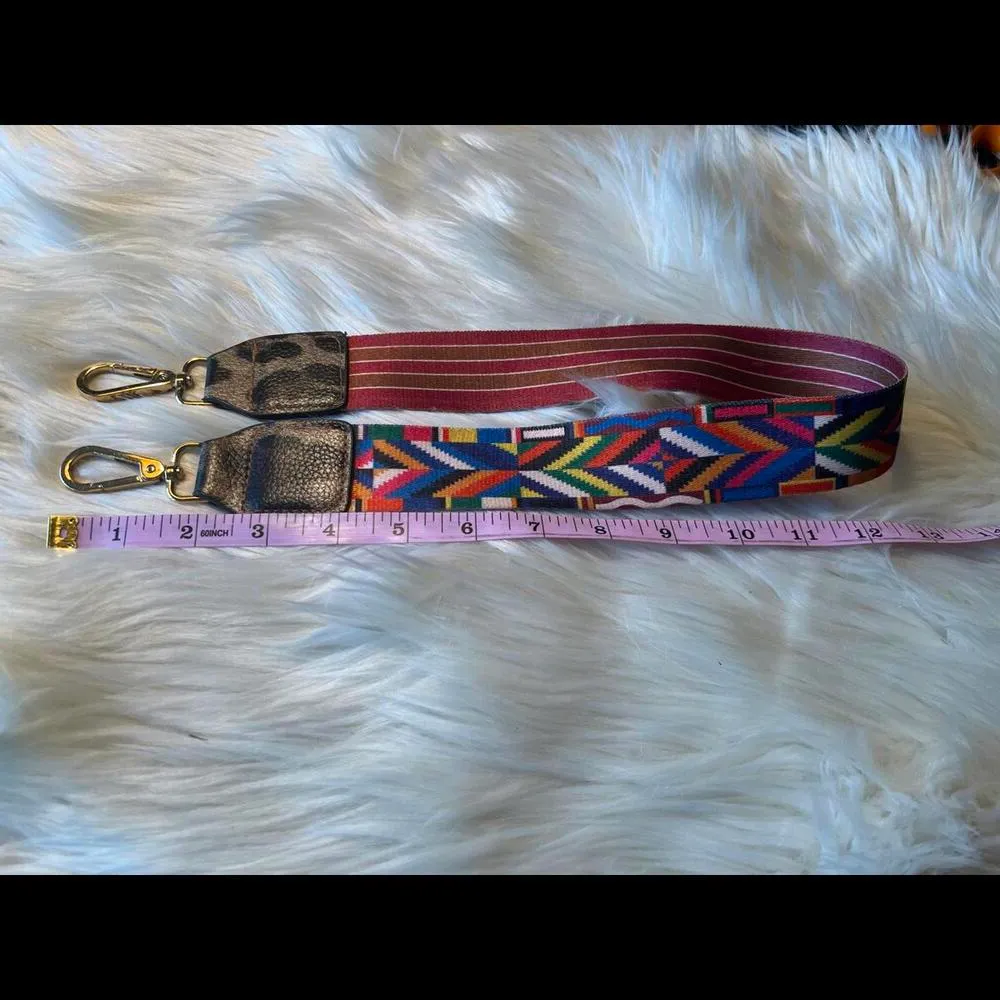 Colorful Bohemian Camera/Guitar Strap with Leopard Accents Blue - Image 2