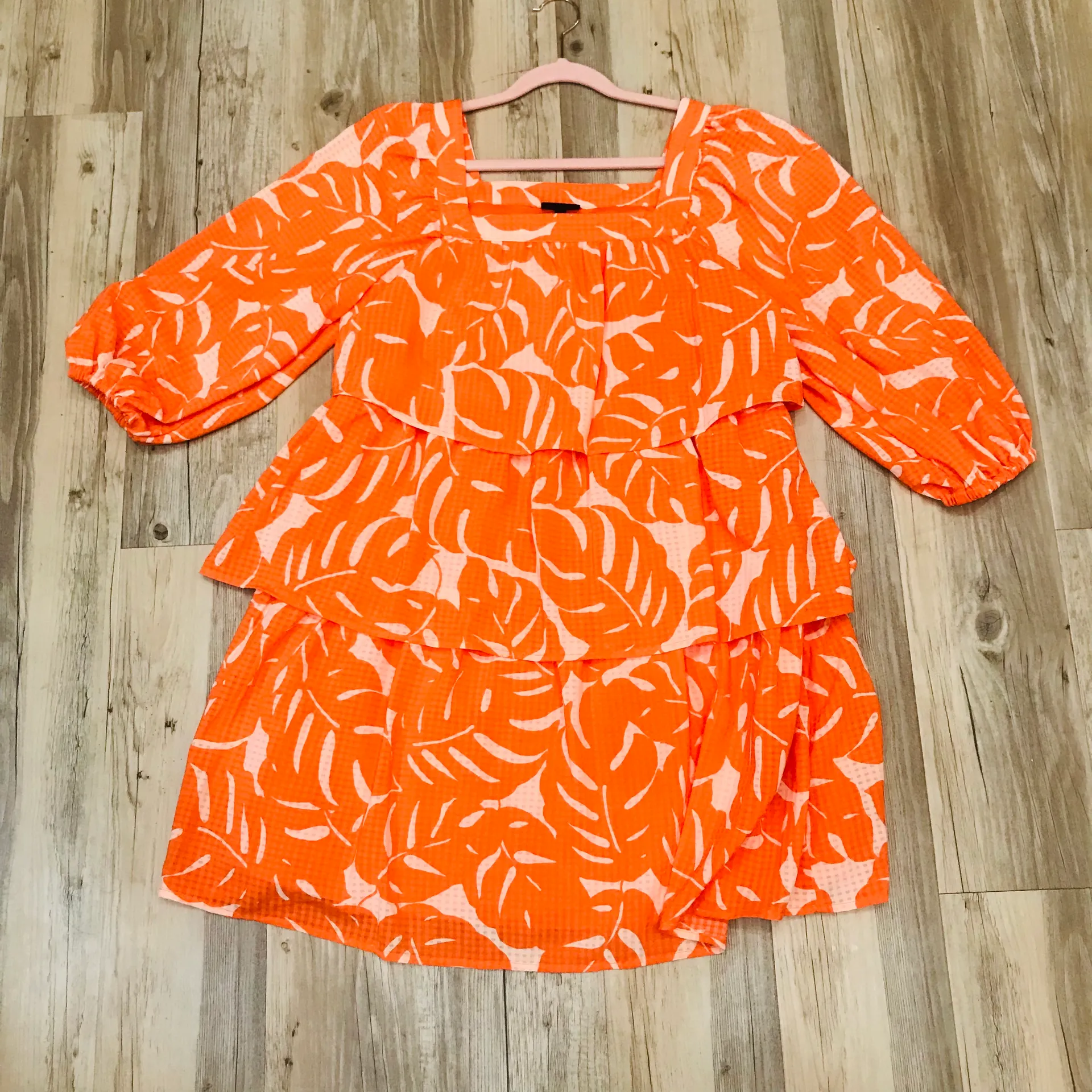 NWT  Orange Palm leaf Balloon Long Sleeve Dress Sz XS. - Image 6