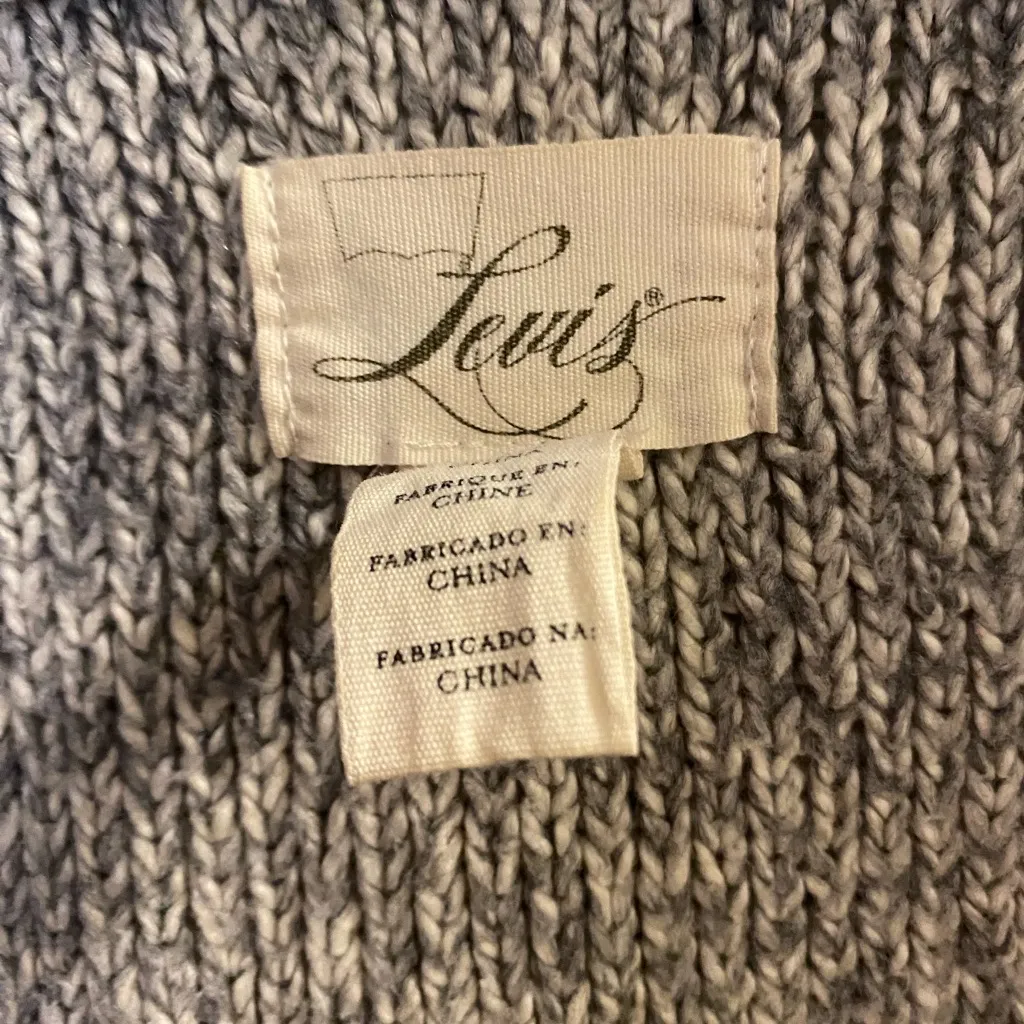 Levi’s Levis Womens Gray Grey & White  Knit Cadigan Open Fromt Sweater L Large - Image 2