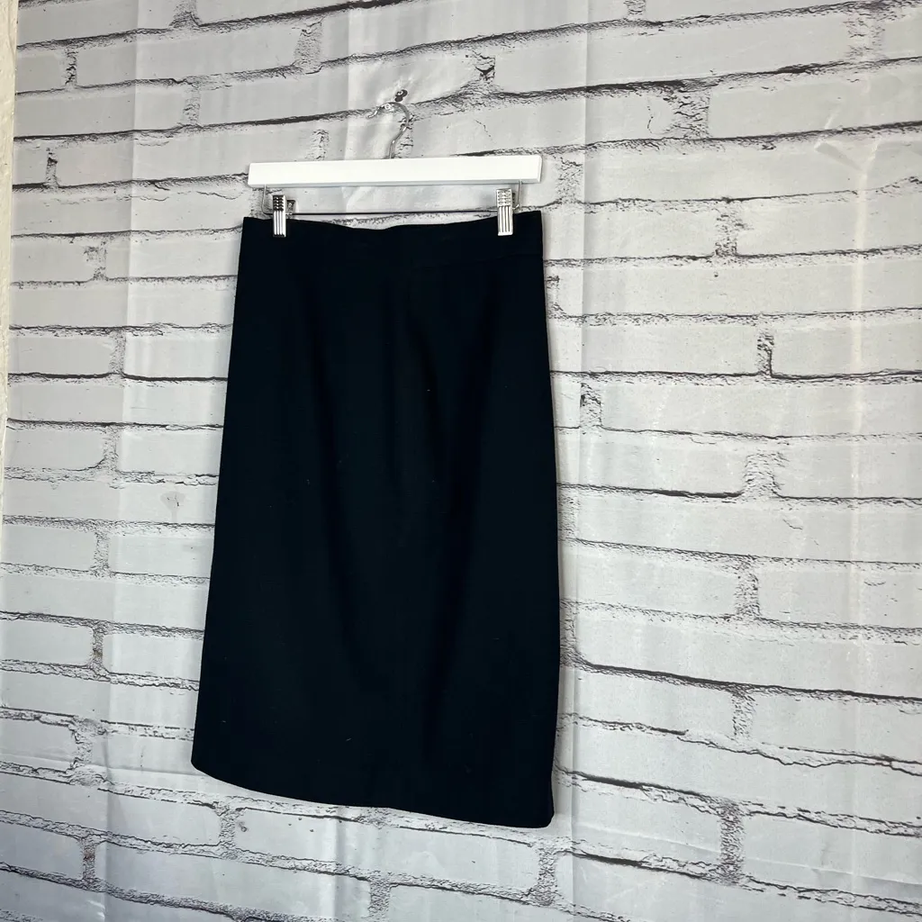 Vintage Gianni Sport Black Wool Midi Pencil Skirt 10 Minimalist Preppy Office - Image 8