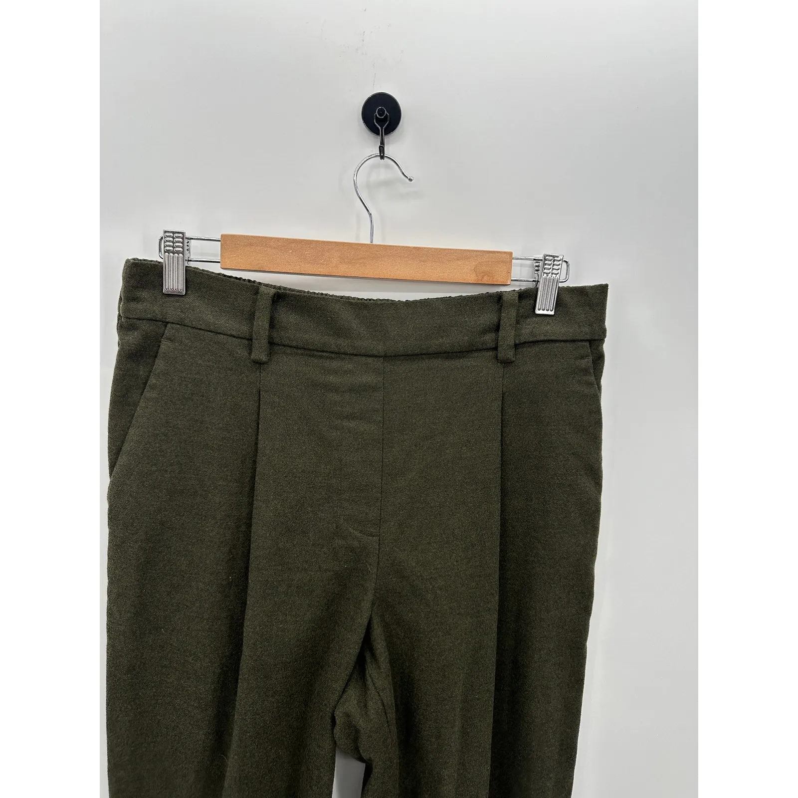 Loft Women Olive Green Flannel Pull On Tapered Pants Stretch Waist Size M Career - Image 6