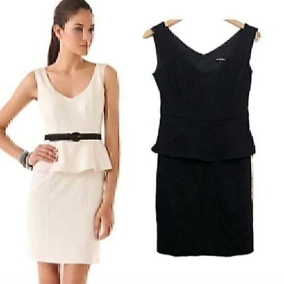 NANETTE LEPORE ANTHROPOLOGIE Marmalade Peplum Dress Black Sleeveless Sheath 2 - Image 2