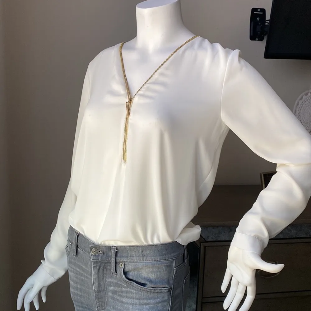 Kanela Long Sleeve Zipper Tunic White Size L - Image 2