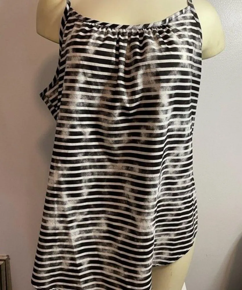 Faded Glory Black/White Striped Tank Top Size L - Image 4