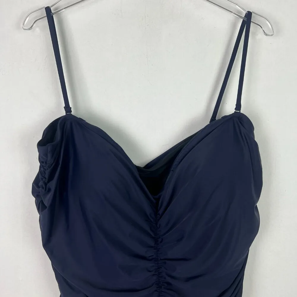 NWT J. Crew Ruched Sweetheart One-Piece Swimsuit Navy Blue Plus Size 24 NEW - Image 2