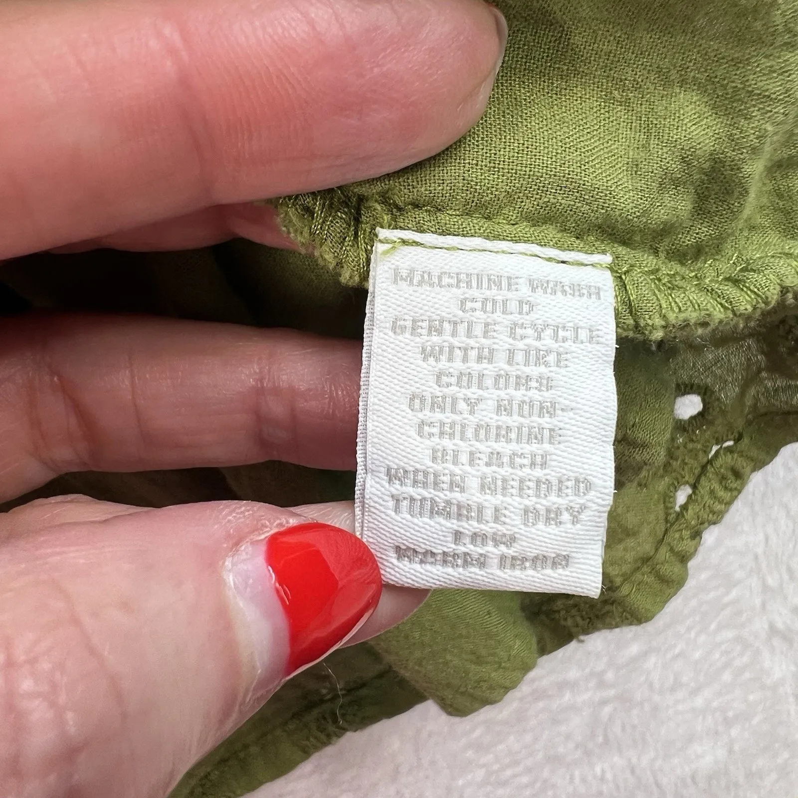 Charter Club Woman Plus 16W Blouse Green Eyelet Boho Peasant Keyhole 3/4 Sleeve - Image 7