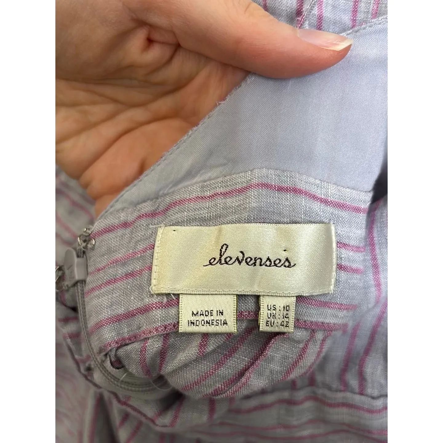 Anthropologie Jumpsuit Womens 10 Purple Pink Nantucket Wide Leg Linen Elevenses - Image 3