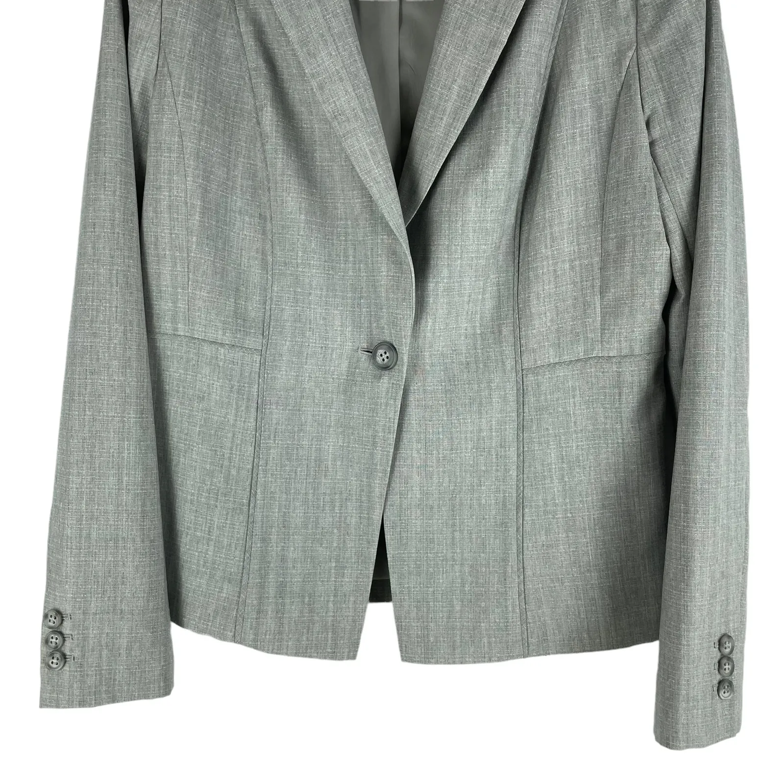 Classiques Entier  Wool Blazer Jacket Suit One Button Light Gray Size 8 - Image 4