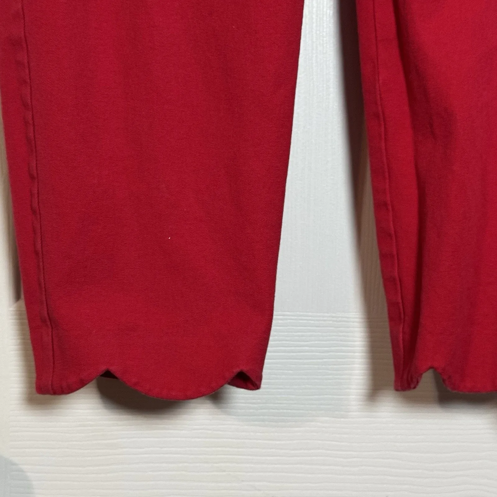 J CREW Women's Red Slip On Capris, Side Zip, Cotton/Elastane, Size 14 - Image 3