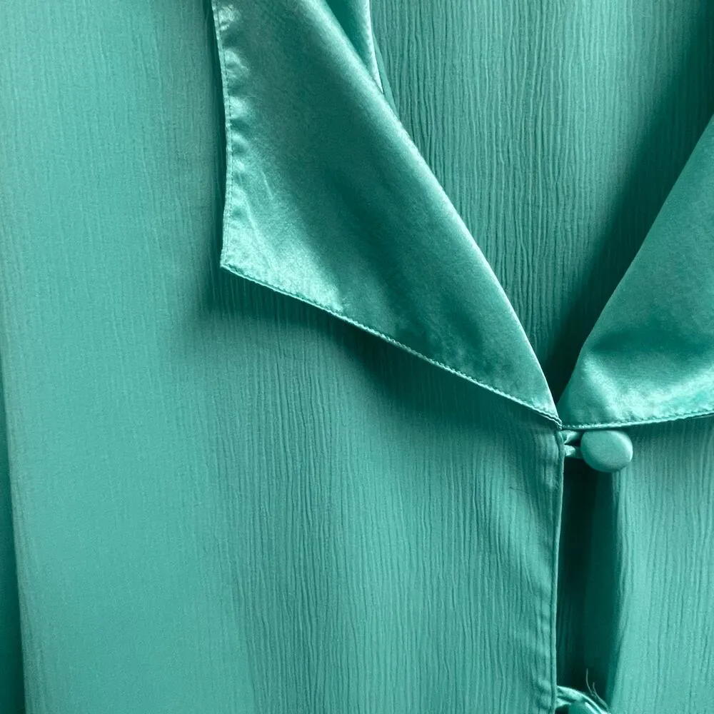 Victorias Secret Gold Label Vintage Sleep Shirt Size M/L Button Down Aqua Green - Image 4