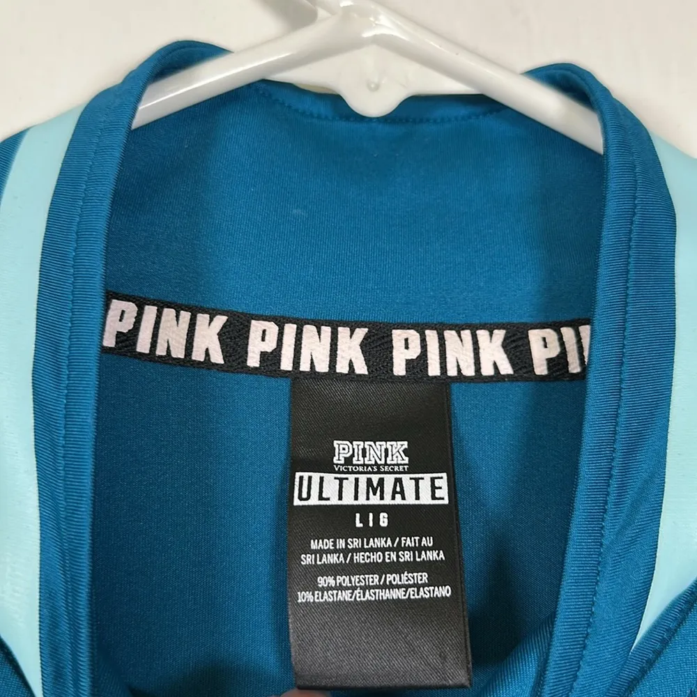 PINK Victoria's Secret Teal Half Zip L/S Gym Running Top Ultimate Size Large EUC - Image 5