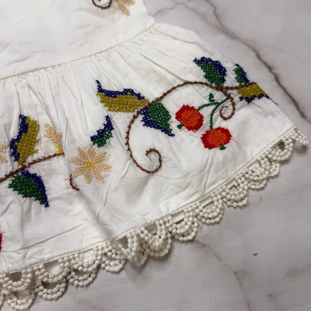 Farm Rio Pitanga Embroidery Mini Skirt Size XL Off White New Crochet Birds - Image 4