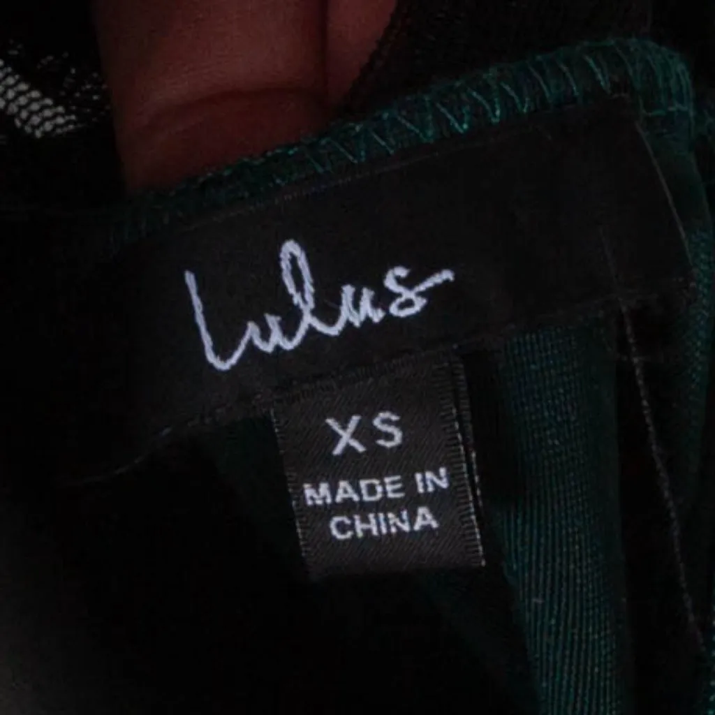 Lulus All The Luxe One Shoulder Green Velvet Lace Mini Tulip Dress Womens XS‎ - Image 10