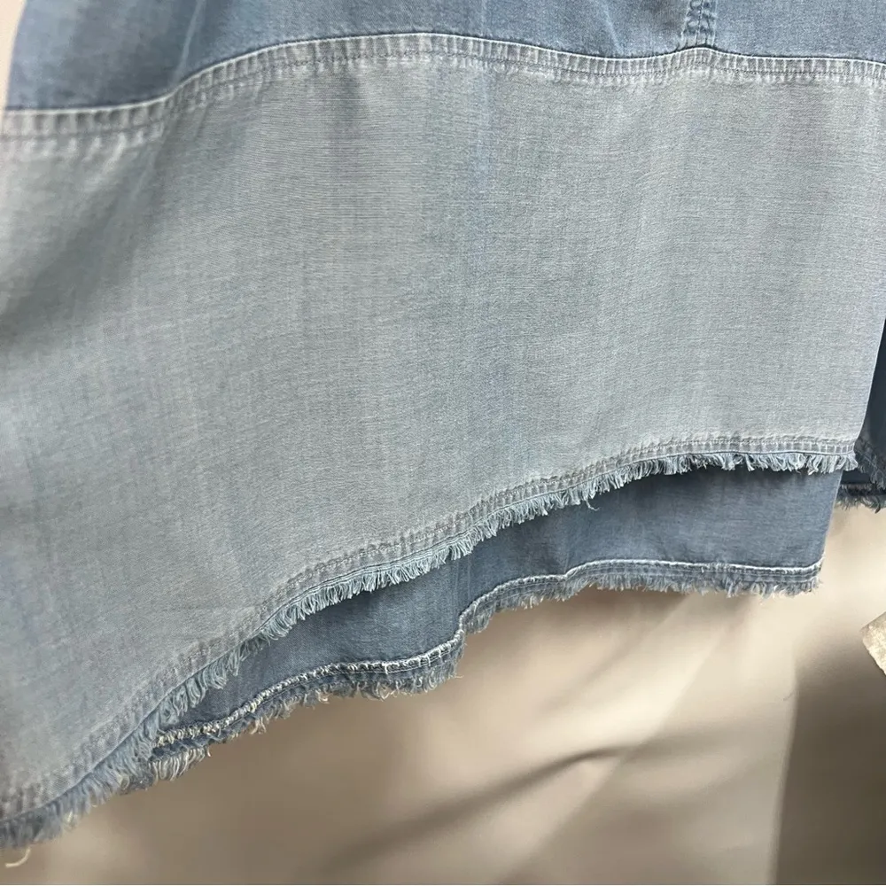 J.Jill Denim large Sleeveless Tunic high low frayed hem 100% Tencel Lyocell - Image 4