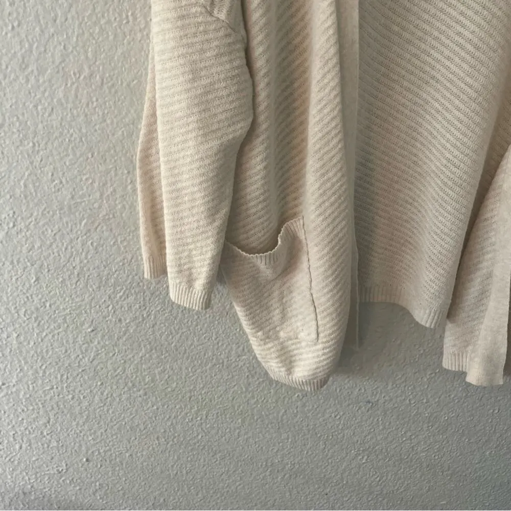 Cream Open Cardigan with Pockets & side slits - Image 3