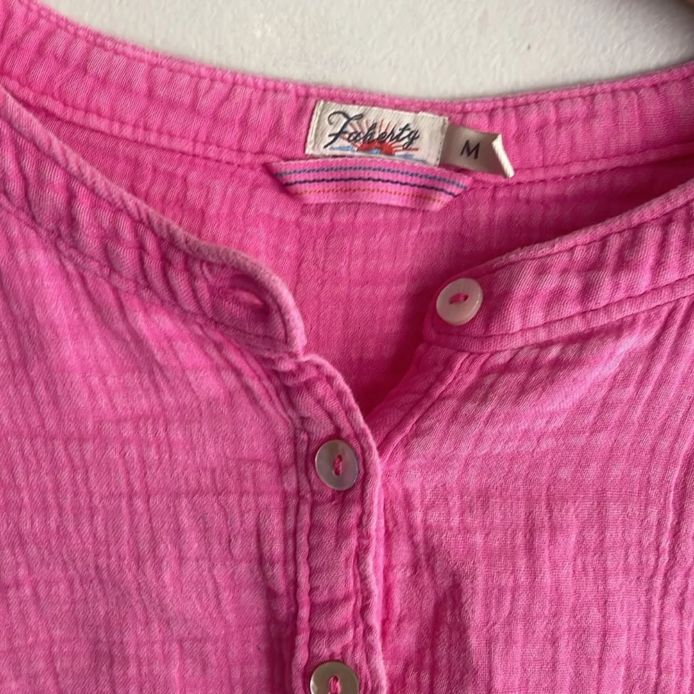 Faherty Dream Cotton Gauze Desmond Top Cone Flower Pink - Image 6