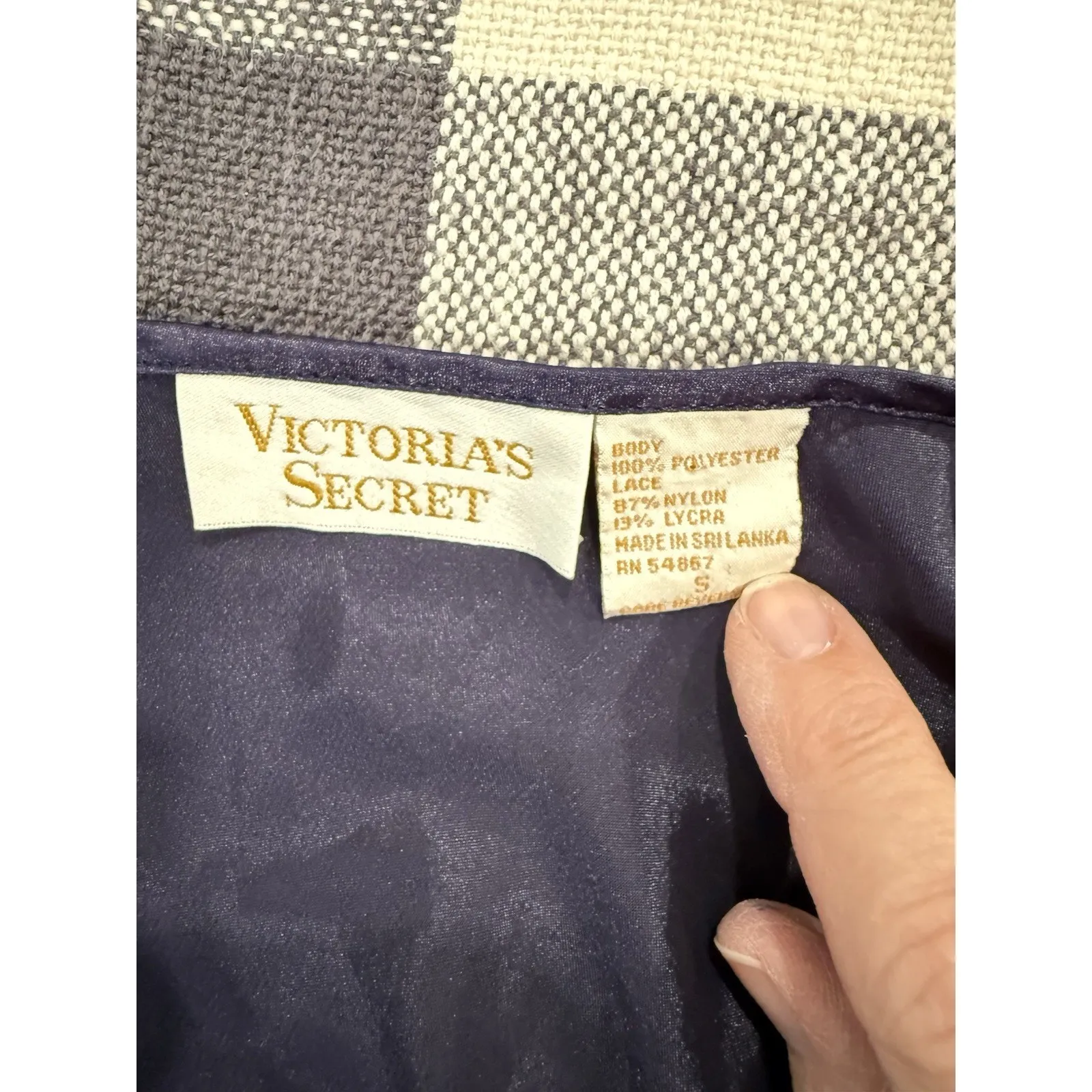 Vintage Victoria's Secret Gold Label Nightgown Satin Lace Sequin Blue Sexy Small - Image 7