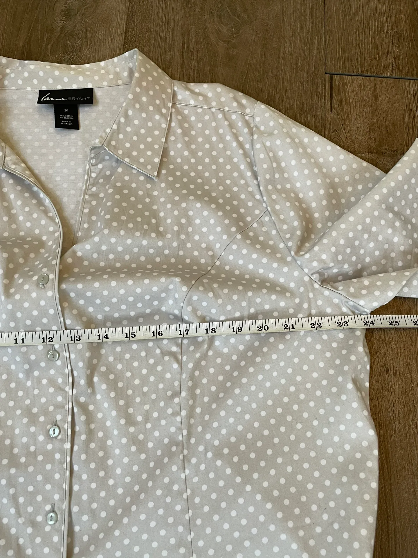 Lane Bryant button down beige polka dot collared shirt 3/4 sleeve Women’s sz 20 - Image 8