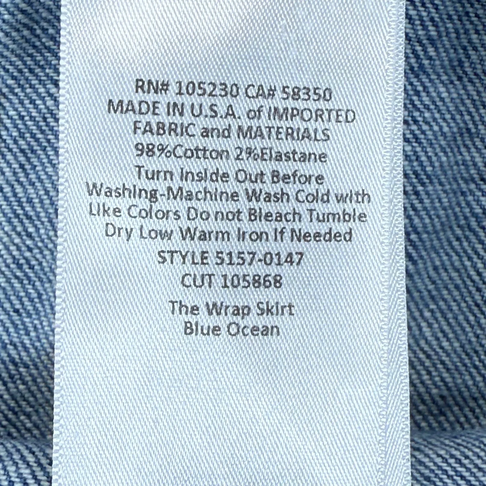 Current/Elliott Denim Skirt‎ Wrap Tie Waist Blue Ocean Wash Women's Size 2 - Image 5